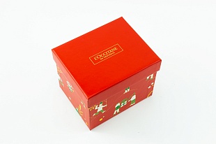 Кашированная коробка из переплетного картона крышка-дно Loccitane новогодняя