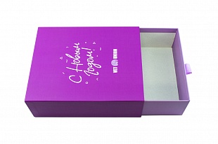 Кашированная коробка из переплетного картона пенал Новогодняя