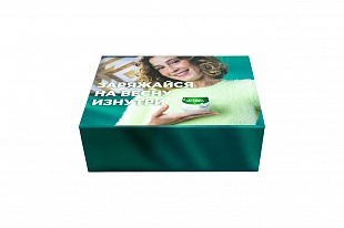 Кашированная коробка из переплетного картона шкатулка Активиа зеленая