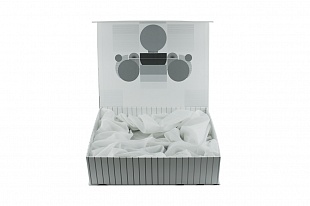 Кашированная коробка из переплетного картона шкатулка черно-белая