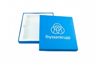 Кашированная коробка из переплетного картона крышка-дно Thyssenkrupp