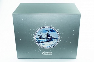 Кашированная коробка из переплетного картона шкатулка Газпром
