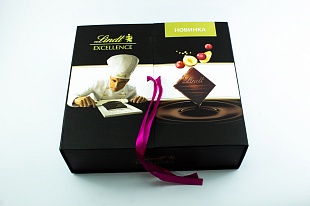 Коробка шкатулка Lindt черная с лентами