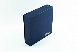 Кашированая коробка из переплетного картона шкатулка Туполев синяя