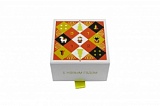 Кашированная коробка из переплетного картона шкатулка Новогодняя с лентой