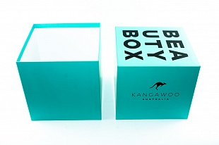 Кашированная коробка из переплетного картона крышка-дно Летуаль бирюзовая