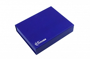Кашированная коробка из переплетного картона шкатулка Туполев темно-синяя