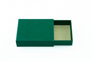 Кашированная коробка из переплетного картона пенал зеленая 