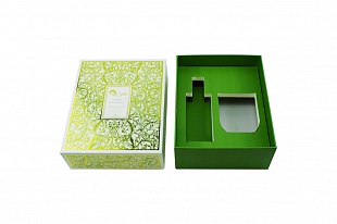 Кашированная коробка из переплетного картона крышка-дно зеленая