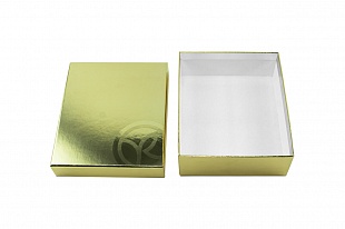 Кашированная коробка из переплетного картона крышка-дно золотая