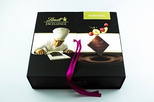 Коробка шкатулка Lindt черная с лентами