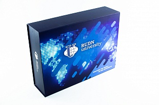 Кашированная коробка из переплетного картона шкатулка RUDN