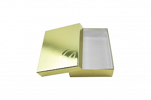 Кашированная коробка из переплетного картона крышка-дно золотая
